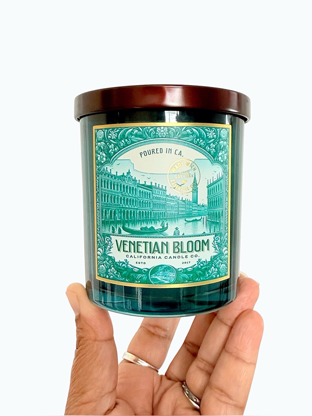 Leoben Company Venetian Bloom Scented Candle - Teal